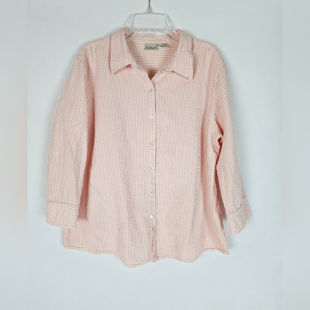 L.L. Bean Pink Striped Button Down Shirt